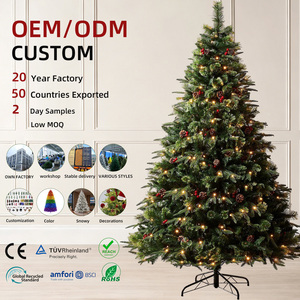 Árboles de <span class=keywords><strong>Navidad</strong></span> con Soporte Metálico, Mezcla de PE y PVC, con Piñas y Bayas Rojas, Precio EXW de Fábrica - Product Image 1