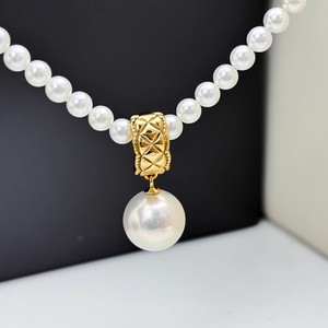 31188DIY Accessoires en perles Pendentif en argent S925 avec perles de 9-13 mm Support vide en or blanc Collier en jade tendance Matériau principal Or - Product Image 2