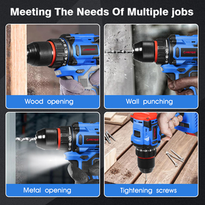 مثقاب تأثيري هيهوي سي دي 434، مفك براغي قوي ببطارية ليثيوم، أدوات كهربائية، طقم مثقاب لاسلكي 20 فولت بسرعات متغيرة - Product Image 4