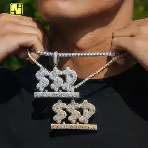 Custom Iced Out Letter Pendants SSD Letter Gold Plated Brass Cubic Zircon Letter Charms Fashion Hip Hop Jewelry