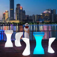 Ensemble table de billard haute et tabouret à LED avec LOGO personnalisé Table de bar à manger à éclairage LED Discothèque de fête