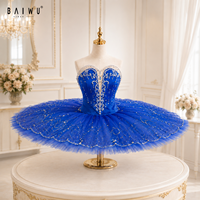 Tutu de ballet classique bleu royal personnalisé Baiwu avec strass pour spectacle sur scène