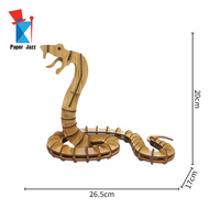Fournitures d'enseignement personnalisées bricolage assemblage animal vapeur découpé au laser décoration 3D Puzzle en bois serpent modèle kit pour la décoration