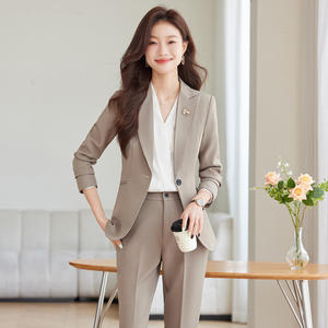 Temperamento da pendolare da <span class=keywords><strong>donna</strong></span> professionista Senior Plus-Size grigio per lavoro da colletto bianco sorella maggiore reale maturo autunnale - Product Image 3