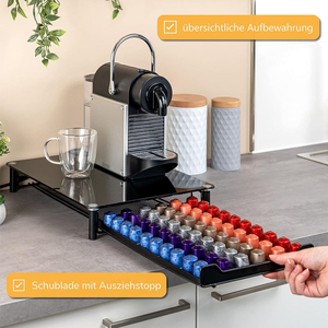 Tiroir <span class=keywords><strong>coulissant</strong></span> en métal pour capsules de café, organiseur de <span class=keywords><strong>rangement</strong></span> pour bureau, maison, <span class=keywords><strong>cuisine</strong></span>, comptoir, capacité de <span class=keywords><strong>60</strong></span> dosettes - Product Image 5
