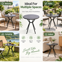 Garten-Bistrotisch Rund Klappbar Rutschfest Stabiler Metalltisch Wetterbeständig für Balkon Camping Outdoor-Dining