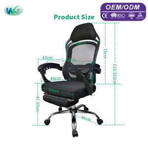 Sedia Ergonomica da Ufficio con Rete Traspirante, Reclinabile e Regolabile in Altezza con Poggiapiedi, Modello WS5199 - Product Image 2