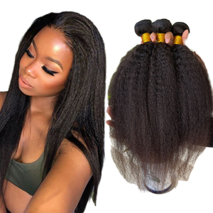 Extensiones de Cabello Humano Indio con Cierre, Doble Trama a Máquina, Rizado Kinky, Liso y Ondulado, de Gran Longitud para Peinado - Product Image 1