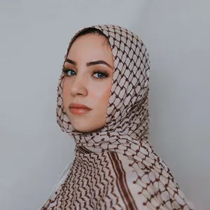 keffiyeh巴勒斯坦高品质棕色印花莫代尔围巾柔软天然莫代尔头巾穆斯林