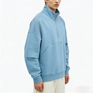 <span class=keywords><strong>2026</strong></span> 男士纯色休闲立领半拉链卫衣-尼龙/棉防皱透气 - Product Image 2