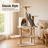 Arbre à chat multi-niveaux avec condo, poteaux à gratter, plateformes en peluche et panier pour grands chats – Mobilier d'intérieur pour animaux de compagnie