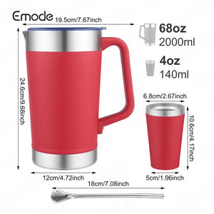 Emode toptan fiyat BPA ücretsiz 2000ml + 140ml termal bira bardağı buz kovası saman ile - Product Image 6