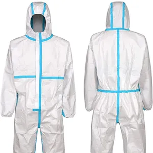 Chemical Paint Hazmat Asbestos Coveral White Suit Resistant Safe PP Medical Surgical Work Pe Ppe Disposable Coverall Overall