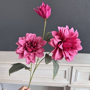 Fleurs artificielles de dahlia Jinxi en soie, faites à la main, pour décoration de mariage et de maison 63650520 - Product Image 3