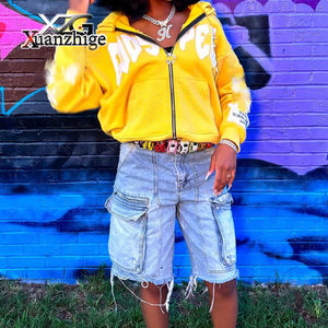 Nuevas Sudaderas Personalizadas de Alta Calidad de 500 g/m², Estilo Urbano, Felpa Francesa, con Pedrería, Lavado Ácido Decolorado al Sol, Parches Bordados - Product Image 2