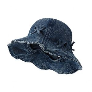 Sombrero de Pescador de Mezclilla con Lazo Coreano de Primera Calidad, Gorra de Sol Moderna para Mujer - Product Image 2