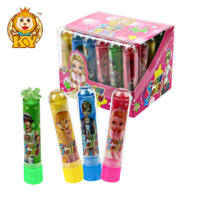 Fabricante Crazy hair delicioso sabor a fruta agria lápiz labial mermelada líquido caramelo