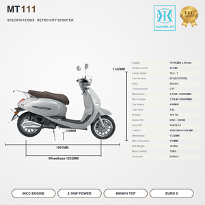 Scooter à essence classique 50cc, design vintage, scooter à moteur à essence homologué EEC, Euro 5 EFI, cyclomoteur pour adultes MT111 - Product Image 3
