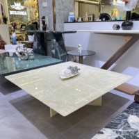 Mesa de comedor de lujo personalizada con mármol de ónix translúcido, mesa de centro de cristal retroiluminada de Edad de Hielo, encimera de cuarzo artificial