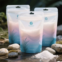 Sac de pochette d'emballage en plastique imprimé de logo personnalisé pochette debout pochette de sel de mer rose de l'Himalaya avec fenêtre transparente