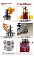 Motor Juicer Komersial 500W/750W/1200W untuk Buah Lunak Wortel, Ekstraktor Jus Peras Dingin Lambat dengan Sertifikasi CE/FCC/UL