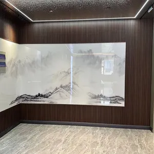 Placage de bois de charbon de bambou marbre sans couture wpc panneau mural en pvc avec placage de charbon de bambou
