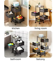 Étagère rotative de stockage de cuisine 3/4/5 couches multicouches 360 degrés en acier au carbone légumes fruits panier de stockage support chariot chariot