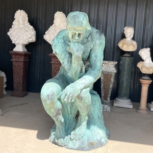 Vườn ngoài trời nổi tiếng thủ công kim loại cuộc sống Kích thước đúc Bronze suy nghĩ người đàn ông ngồi điêu khắc - Product Image 2