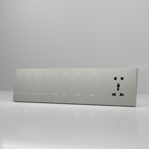 1 enchufe de pared del <span class=keywords><strong>mercado</strong></span> europeo para luz 2 bandas 1 vía 2 vías interruptor de pared Panel de aluminio cepillado - Product Image 2