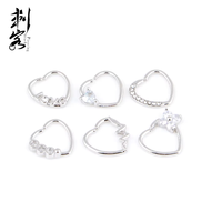 Anting-anting gelang daith bentuk hati dengan zircon kuningan, desain cakar, untuk pernikahan romantis, perhiasan tubuh.
