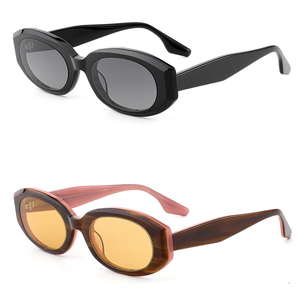 Moda popolare ovale acetato donne occhiali da <span class=keywords><strong>sole</strong></span> di lusso retrò Brandy blu scuro di colore UV400 uomini 3 + 2 cerniera tempio occhiali da <span class=keywords><strong>sole</strong></span> 2025 - Product Image 1