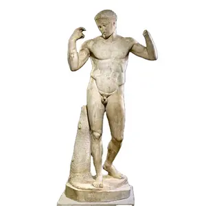 Italiaanse Antieke Marmeren Sculptuur Steen Naakt Mannelijke Tuinbeelden