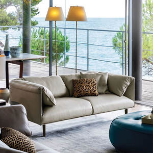 Divano italiano minimalista in pelle per tre persone moderno semplice soggiorno camera da letto nel primo strato di combinazione divano in vacchetta - Product Image 2