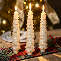 Bougie LED en gros 24CM en forme de sapin de Noël, en cire de paraffine, avec mèche à goutte, lumière blanc chaud, télécommande, décoration d'intérieur, cadeau