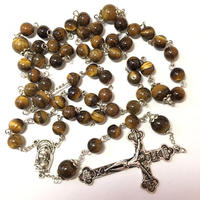 Chapelet catholique, crucifix, bijoux religieux, fait à la main, perles en bois de 10 mm, charme Saint Benoît, pendentif croix de Jésus pour les fêtes, cadeaux