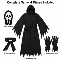 Disfraz de Halloween con máscara de Ghost Face para niños y adultos, conjunto de disfraz con capucha y túnica.