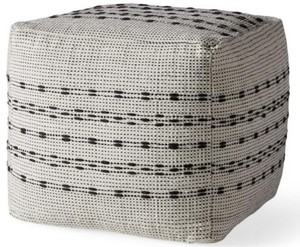 Pouf rond minimaliste en tissu de coton et de bambou, motif de feuillage artisanal, décoration murale mobile pour chambre à coucher, salon - Product Image 4