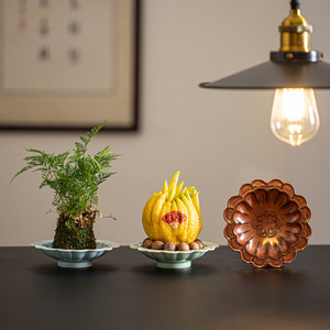 Assiette à fruits en céramique de style chinois, forme de fleur, porcelaine, inspirée du Zen, pour la salle de thé, plat à dessert et à collation, usage domestique - Product Image 1