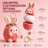 Fabricant OEM ODM de porte-clés en peluche lapin fraise, vente en gros, pendentif de sac en peluche moelleux, cadeau direct usine
