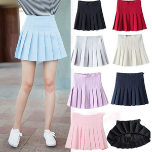 Jupe plissée taille haute couleur unie pour femme, style tennis, printemps-été - Product Image 1