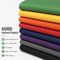 Tissu Oxford en polyester 600D enduit PU, imperméable, tissage uni, résistant aux déchirures, durable, pour sacs, bagages, tentes, matériaux d'extérieur, vente en gros