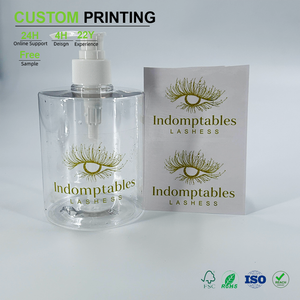 Pegatinas Transparentes Reciclables con Impresión Dorada para Pestañas Postizas, Uso en Cosméticos, Venta al por Menor y Salones de Belleza - Product Image 1