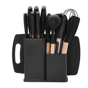 特注卸売19点セット キッチン用品 シリコン製調理器具 カッティングボード 収納 木製ハンドルバケツ 包丁 ノンスティックキッチンウェアセット - Product Image 6