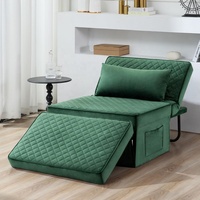 Lit ottoman pliant multifonction 4 en 1 en tissu rouge avec dossier réglable, chaise-lit moderne pour le salon