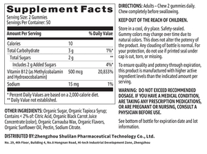 100 Count <strong>Vitamin</strong> <strong>B12</strong> 500mcg Gummy Candy for Teenagers-Solilan Brand Energy Production &amp; Metabolism Support Raspberry Flavor - Product Image 3