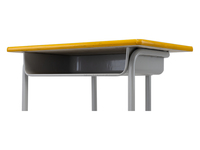Ensemble de mobilier scolaire jaune, bureau et chaise d'élève avec boîte de rangement en métal pour salle de formation de l'école primaire