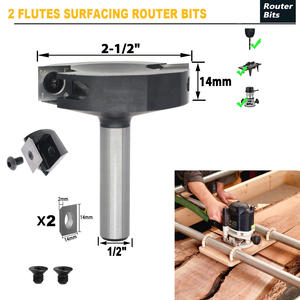 Fraises à <span class=keywords><strong>surfacer</strong></span> Spoilboard, conception à 2 ailes, pour l'aplatissement et le chanfreinage, <span class=keywords><strong>fraise</strong></span> à raboter, fraiseuse, raboteuse de surface, ODM/OEM, tige de 1/2 pouce - Product Image 2