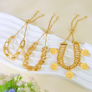 Simple Fashion Non Tarnish Ladies <b>Bracelet</b> 21k <b>Gold</b> Platedd Arab Charm Coins <b>Adjustable</b> <b>Bracelet</b> Jewelry for Women - Product Image 2