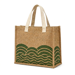 Natural Jute Tote <b>Bag</b> Reusable Shopping Carry <b>Bag</b> for <b>Vegetables</b> Fruits Grocery Market Travel Storage and Everyday Use - Product Image 1