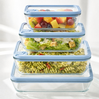 Boîte à lunch empilable en verre borosilicate trempé sans BPA, approuvée LFGB, avec couvercles étanches, compatible micro-ondes et chauffable